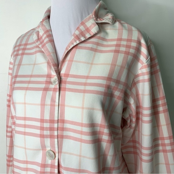 Burberry Women's Pink/White Nova Check Button Down Pajama Shirt Size Small - Picture 3 of 16